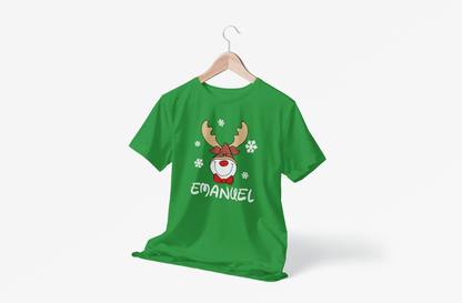 polo navideño de reno con nombre personalizado