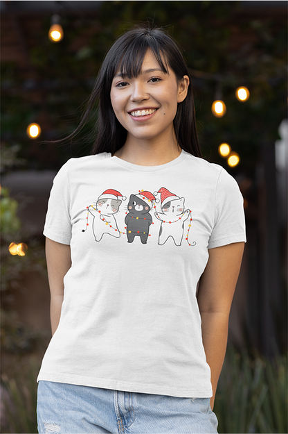 polos navideños gatitos mujer